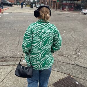 Nasty Gal Green Zebra Jacket